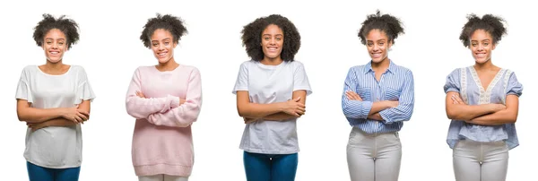 Colagem Mulher Afro Americana Sobre Fundo Isolado Rosto Feliz Sorrindo — Fotografia de Stock