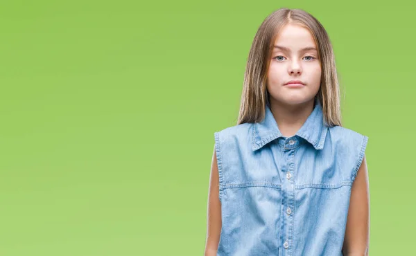 Mooi Meisje Geïsoleerde Achtergrond Met Ernstige Uitdrukking Het Gezicht Simpel — Stockfoto