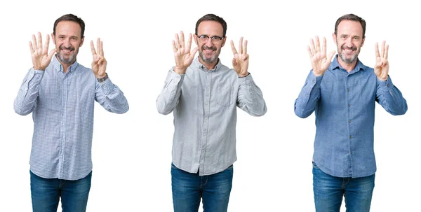 Koláž Pohledný Nadřízeným Muže Bílé Izolované Pozadí Zobrazení Ukázal Prsty — Stock fotografie