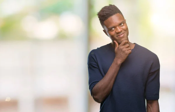 Junger Afrikanisch Amerikanischer Mann Über Isoliertem Hintergrund Mit Der Hand — Stockfoto