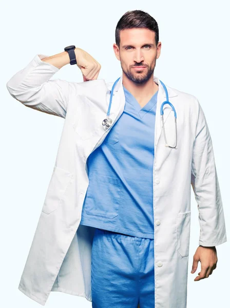 Bell Uomo Medico Che Indossa Uniforme Medica Sfondo Isolato Persona — Foto Stock