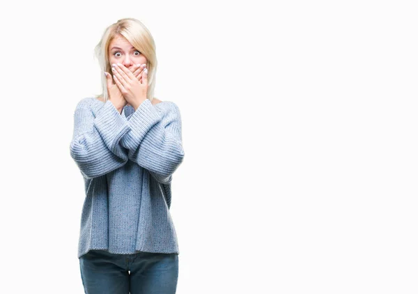 Giovane Bella Donna Bionda Che Indossa Maglione Invernale Sfondo Isolato — Foto Stock