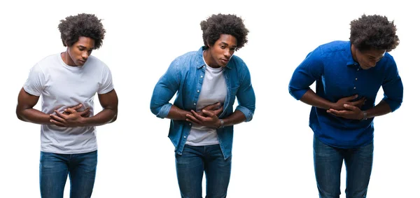 Collage Van Afro Amerikaanse Jongeman Shirtless Zakenman Geïsoleerd Achtergrond Met — Stockfoto