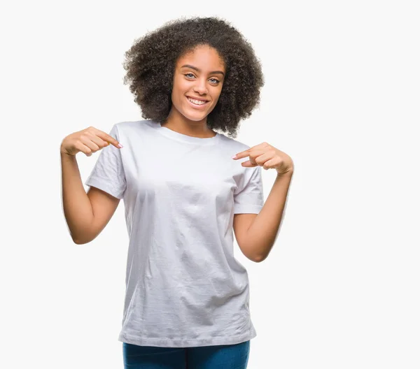 Young Afro American Woman Isolated Background Looking Confident Smile Face — Stock Photo, Image