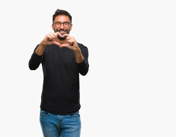 Erwachsener Hispanischer Mann Mit Brille Über Isoliertem Hintergrund Der Verliebt — Stockfoto