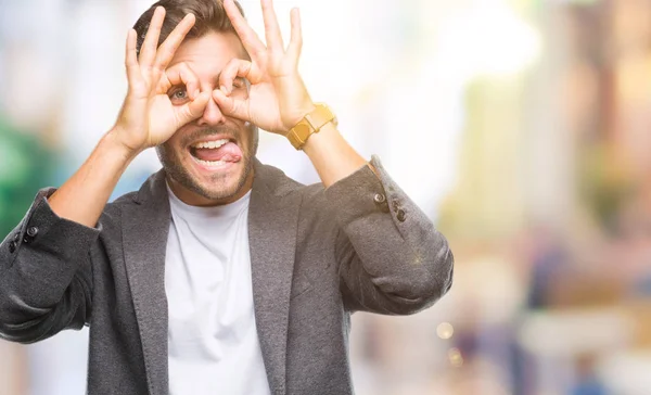 Mladý Pohledný Obchodní Muž Nad Izolované Pozadí Dělá Gesto Jako — Stock fotografie