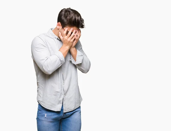 Jeune Bel Homme Portant Des Lunettes Sur Fond Isolé Avec — Photo