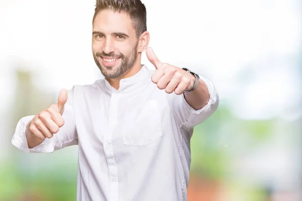 Jonge Zakenman Geïsoleerde Achtergrond Goed Keuren Doen Positief Gebaar Met — Stockfoto