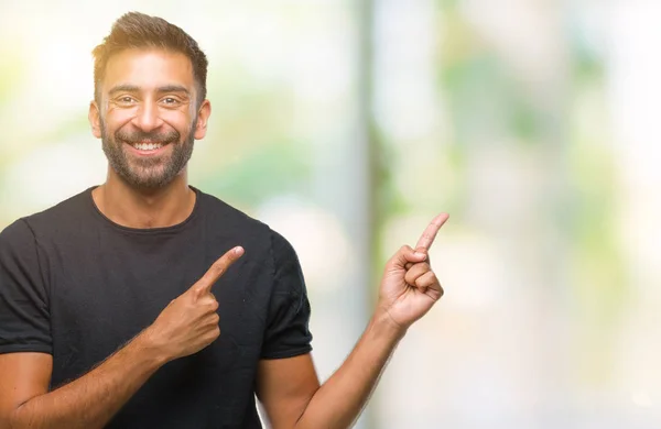 Adult Hispanic Man Isolated Background Smiling Looking Camera Pointing Two — Stock Photo, Image