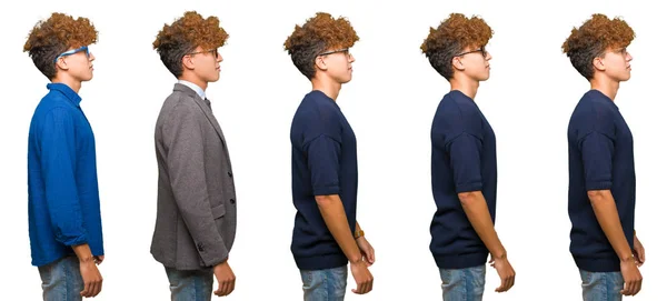 Collage Hombre Negocios Joven Con Gafas Sobre Fondo Blanco Aislado — Foto de Stock