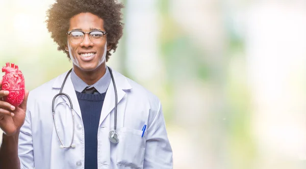 Cardiologista Afro Americano Médico Homem Sobre Fundo Isolado Com Rosto — Fotografia de Stock