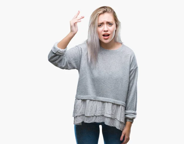 Young Blonde Woman Isolated Background Angry Mad Raising Fist Frustrated — Stock Photo, Image