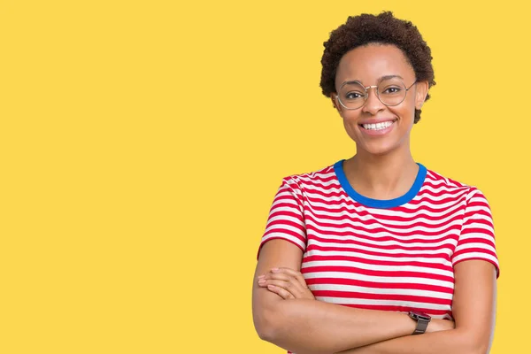 Mooie Jonge African American Vrouw Het Dragen Van Bril Geïsoleerd — Stockfoto