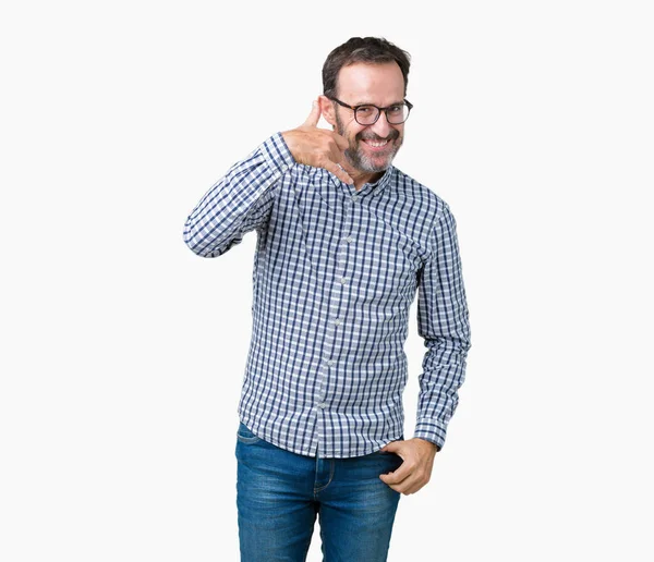 Guapo Mediana Edad Elegante Hombre Mayor Con Gafas Sobre Fondo — Foto de Stock