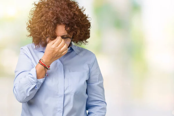 Mooie Midden Ager Senior Businees Vrouw Bril Geïsoleerde Achtergrond Moe — Stockfoto