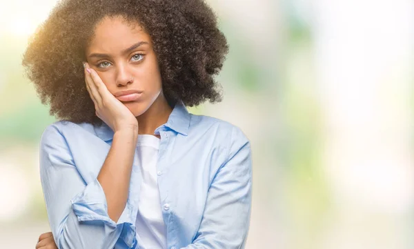 Jeune Femme Afro Américaine Sur Fond Isolé Pensant Fatigué Ennuyé — Photo