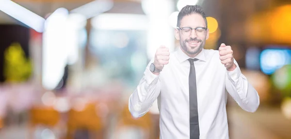Ung Snygg Business Man Glasögon Över Isolerade Bakgrund Glada För — Stockfoto