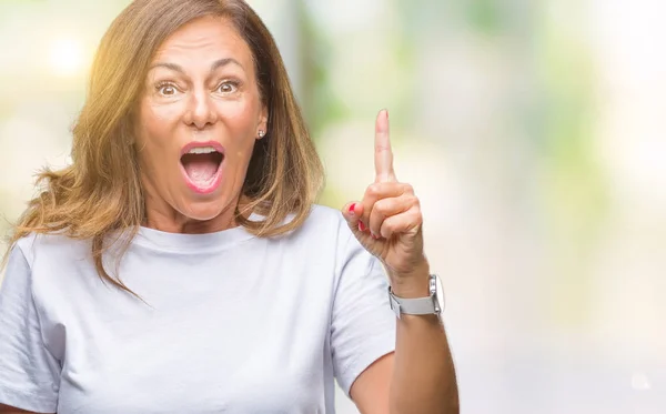 Middle Age Senior Hispanic Woman Isolated Background Pointing Finger Successful — Stock Photo, Image