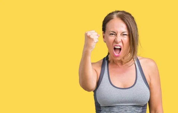 Beautiful Middle Age Woman Wearing Sport Clothes Isolated Background Angry — Stock Photo, Image
