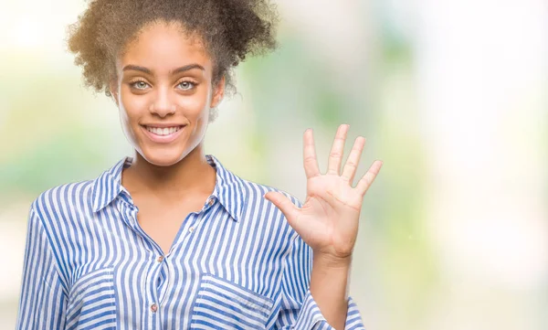 Unga Afro Amerikansk Kvinna Över Isolerade Bakgrund Visar Och Pekar — Stockfoto