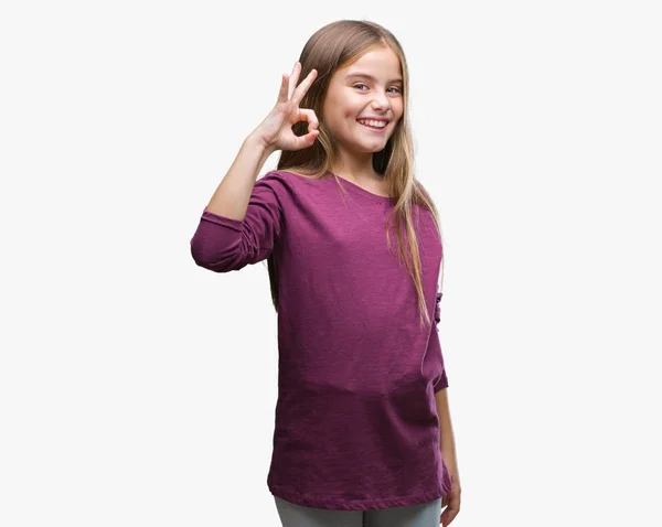 Young Beautiful Girl Isolated Background Smiling Positive Doing Sign Hand — Stock Photo, Image