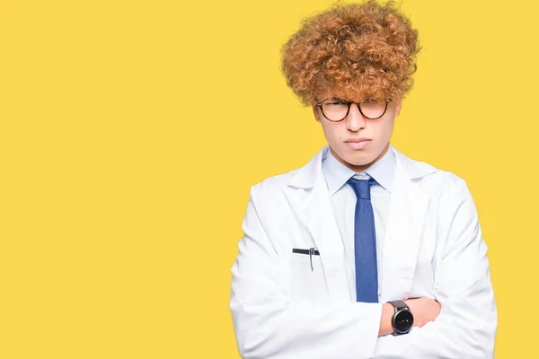 Ung Vacker Forskare Man Bär Glasögon Skeptiker Och Nervös Oaccepterande — Stockfoto