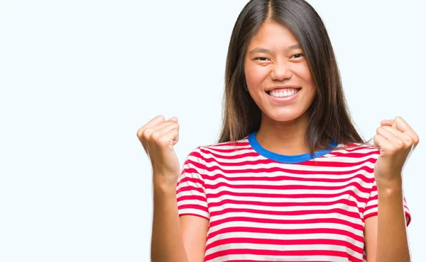 Giovane Donna Asiatica Sfondo Isolato Molto Felice Eccitato Facendo Gesto — Foto Stock