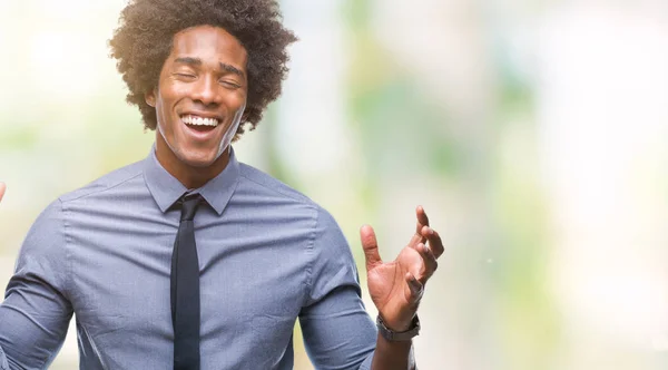 Uomo Affari Afro Americano Sfondo Isolato Che Celebra Pazzo Pazzo — Foto Stock