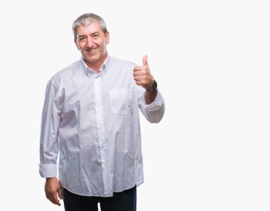 Hareketi el ile mutlu yaşasın yapıyor izole arka plan üzerinde yakışıklı komuta sizde. Kameraya bakarak başarı gösteren ile ifade onaylama.