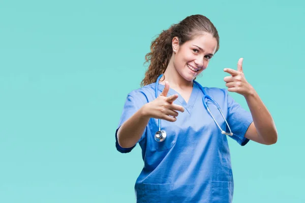 Fiatal Barna Orvos Lány Visel Nővér Vagy Sebész Egységes Elszigetelt — Stock Fotó