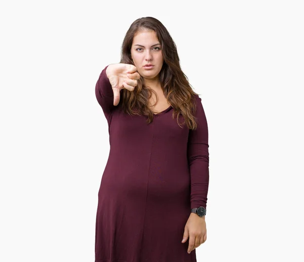 Hermosa Atractiva Mujer Joven Tamaño Grande Con Vestido Sobre Fondo —  Fotos de Stock