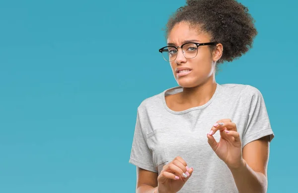 Giovane Donna Afro Americana Con Gli Occhiali Sfondo Isolato Espressione — Foto Stock