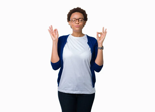 Young Beautiful African American Woman Wearing Glasses Isolated Background Relax — Stock Photo, Image