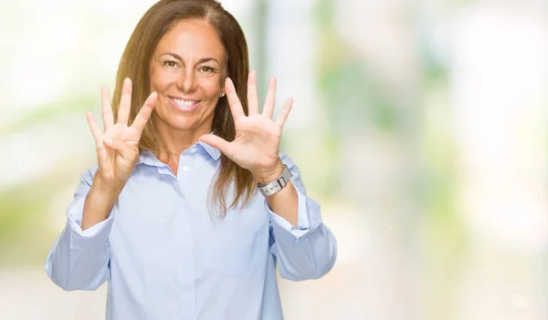 Schöne Erwachsene Frau Mittleren Alters Mit Isoliertem Hintergrund Die Mit — Stockfoto