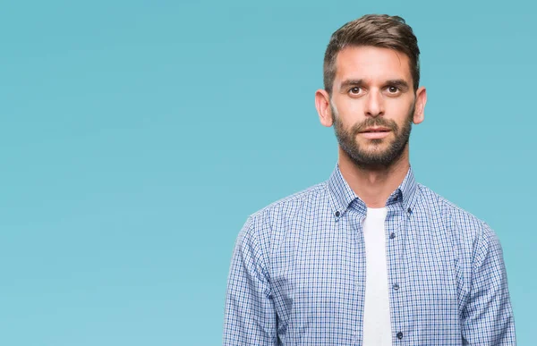 Joven Hombre Guapo Con Camiseta Blanca Sobre Fondo Aislado Con —  Fotos de Stock