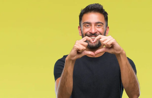 Adult Hispanic Man Isolated Background Smiling Love Showing Heart Symbol — Stock Photo, Image