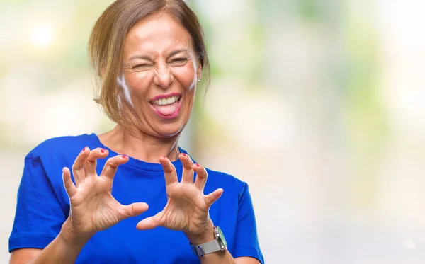 Senior Hispanische Frau Mittleren Alters Über Isolierten Hintergrund Angewiderte Miene — Stockfoto