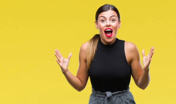 Jovem Bela Mulher Negócios Elegante Sobre Fundo Isolado Celebrando Louco — Fotografia de Stock