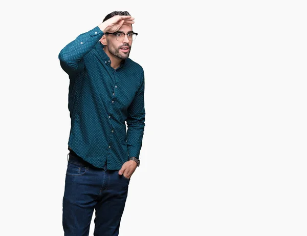 Mladý Pohledný Obchodní Muž Nosí Brýle Nad Samostatný Pozadí Velmi — Stock fotografie