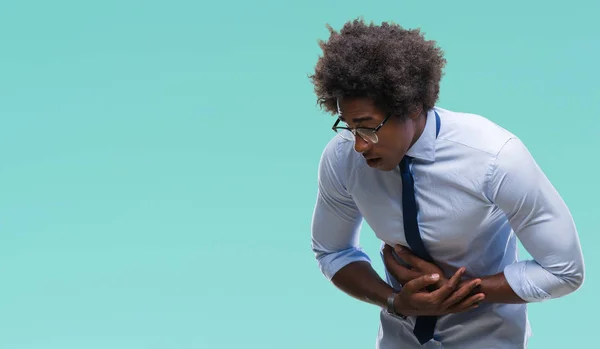 Homem Negócios Afro Americano Usando Óculos Sobre Fundo Isolado Com — Fotografia de Stock