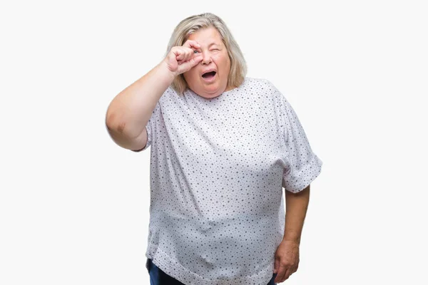Senior Size Kaukasische Frau Mit Isoliertem Hintergrund Tun Geste Schockiert — Stockfoto