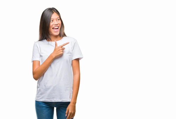 Joven Mujer Asiática Sobre Fondo Aislado Alegre Con Una Sonrisa —  Fotos de Stock