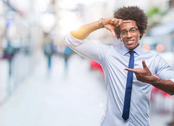 Afro American Business Man Wearing Glasses Isolated Background Smiling Making — Stock Photo, Image