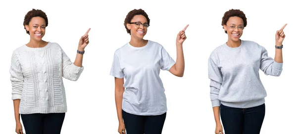 Joven Mujer Afroamericana Con Cabello Afro Sobre Fondo Aislado Con — Foto de Stock