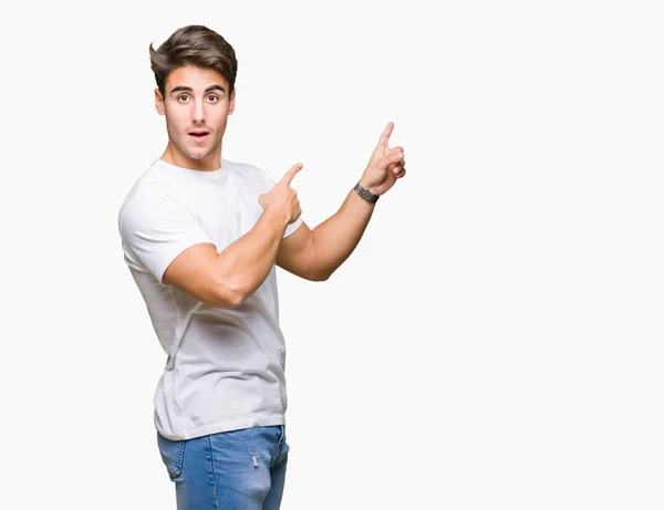 Young Handsome Man Wearing White Shirt Isolated Background Smiling Looking — Stock Photo, Image
