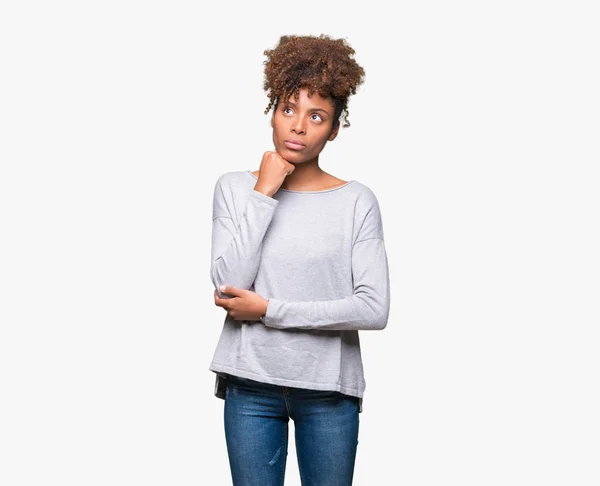 Vackra Unga Afroamerikanska Kvinnan Över Isolerade Bakgrund Med Hand Hakan — Stockfoto
