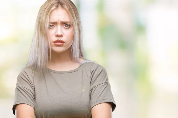 Jonge Blonde Vrouw Geïsoleerde Achtergrond Scepticus Nerveus Afkeurende Uitdrukking Het — Stockfoto