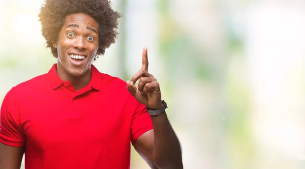 Afro Americký Muž Izolované Pozadí Ukazující Prst Úspěšným Myšlenkou Byl — Stock fotografie