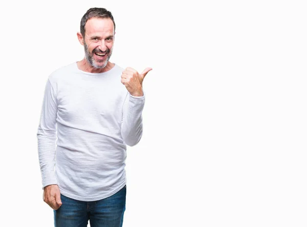 Reifer Älterer Mann Mittleren Alters Weißem Shirt Vor Isoliertem Hintergrund — Stockfoto