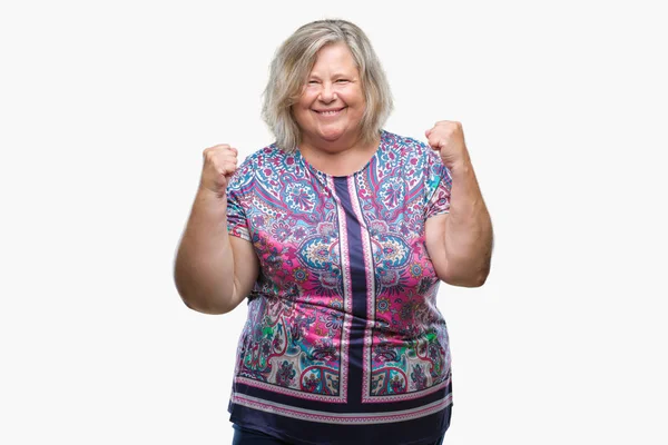 Senior Size Mulher Caucasiana Sobre Fundo Isolado Muito Feliz Animado — Fotografia de Stock